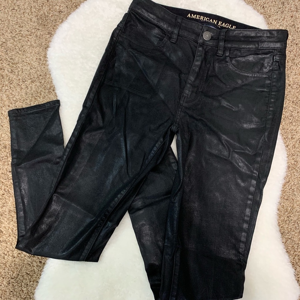 AE Faux Leather/ Metallic Jeggings